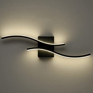 TENGIANTS Modern Led Sconce Wall Lighting Indoor 24" Minimalist Industrial Black Wall Sconce Cordless Wall Light for Small Space Bathroom Hallway Staircase Entryway