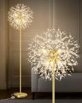 LANICHO Crystal Floor Lamp for Living Room, Standing Lamp with On/Off Foot Switch, Mid Century Gold Floor Lighting with 576 PCS K9 Crystals, 69'' Metal Lamp for Bedroom Office Home Decor (Gold/6)
