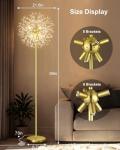 LANICHO Crystal Floor Lamp for Living Room, Standing Lamp with On/Off Foot Switch, Mid Century Gold Floor Lighting with 576 PCS K9 Crystals, 69'' Metal Lamp for Bedroom Office Home Decor (Gold/6)