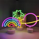 Rainbow Catus Led Neon Lights Cocont Tree Pineapple Neon Sign Lamp USB/Battery Power Unicon Lamp Room Table Holiday Decor