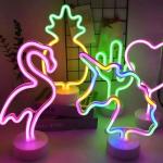 Rainbow Catus Led Neon Lights Cocont Tree Pineapple Neon Sign Lamp USB/Battery Power Unicon Lamp Room Table Holiday Decor