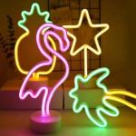 Rainbow Catus Led Neon Lights Cocont Tree Pineapple Neon Sign Lamp USB/Battery Power Unicon Lamp Room Table Holiday Decor