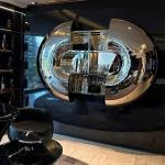 Light luxury sea urchin wall-mounted wine cabinet, Portuguese high-end creative metal retractable solid wood locker