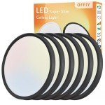 OFFIY 6PK 12 Inch LED Flush Mount Ceiling Light, 24W, 2520LM, 3000K/4000K/6000K CCT Selectable Super Slim LED Ceiling Light, Close to Ceiling Round Flat Panel Light for Hallway, Bedroom,Kitchen ect