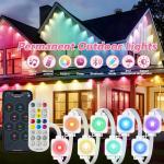 Permanent Outdoor Lights, Smart RGB Northern Lights , 100ft with 60 LED Eaves Lights IP68 Waterproof for Christmas Party Holiday