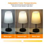 Fabric Bedside Table Lamp with 3 Light Colors LED Bulb Nightstand Lamp Desk Light Touch Control Stepless Dimmable USB Plug