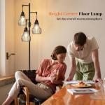 Ziisee Dimmable Floor Lamp, 3 x 800LM LED Edison Bulbs Included, Farmhouse Industrial Floor Lamp Standing Tree Lamp with Elegant Cage Tall Lamps for Living Room Bedroom Office - Black