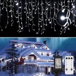 Icicle Christmas Lights Outdoor, 40Ft 432 LED Waterproof White Icicle Lights for Outside, 8 Lighting Modes Connectable String Light with Remote,Timer, 81 Drops Christmas Decorations for House Eaves