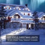 Icicle Christmas Lights Outdoor, 40Ft 432 LED Waterproof White Icicle Lights for Outside, 8 Lighting Modes Connectable String Light with Remote,Timer, 81 Drops Christmas Decorations for House Eaves