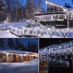 Icicle Christmas Lights Outdoor, 40Ft 432 LED Waterproof White Icicle Lights for Outside, 8 Lighting Modes Connectable String Light with Remote,Timer, 81 Drops Christmas Decorations for House Eaves
