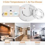 8PACK LED Flush Mount Ceiling Light Fixture, 3000K-4000K-6500K & 100W Equivalent Modern Kitchen Recessed Ceiling Lamp 15W 1500Lm 7.5 Inch Closet Round Surface for Bathroom Laundry Bedroom Hallway