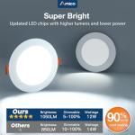 Amico 36 Pack 6 Inch 5CCT Ultra-Thin LED Recessed Ceiling Light with Junction Box, 2700K/3000K/3500K/4000K/5000K Selectable, 12W Eqv 110W, Dimmable Can-Killer Downlight, 1050LM Brightness - ETL&FCC