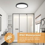 OFFIY 6PK 12 Inch LED Flush Mount Ceiling Light, 24W, 2520LM, 3000K/4000K/6000K CCT Selectable Super Slim LED Ceiling Light, Close to Ceiling Round Flat Panel Light for Hallway, Bedroom,Kitchen ect