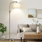 Nintiue Dimmable Floor Lamp, 1200 Lumens LED Edison Bulb Included, Arc Floor Lamps for Living Room Modern Standing Lamp with Linen Shade, ‎F1599