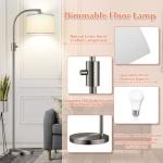 Nintiue Dimmable Floor Lamp, 1200 Lumens LED Edison Bulb Included, Arc Floor Lamps for Living Room Modern Standing Lamp with Linen Shade, ‎F1599