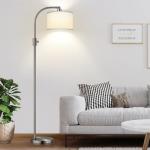 Nintiue Dimmable Floor Lamp, 1200 Lumens LED Edison Bulb Included, Arc Floor Lamps for Living Room Modern Standing Lamp with Linen Shade, ‎F1599