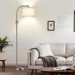 Nintiue Dimmable Floor Lamp, 1200 Lumens LED Edison Bulb Included, Arc Floor Lamps for Living Room Modern Standing Lamp with Linen Shade, ‎F1599