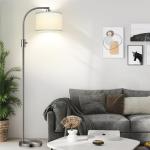 Nintiue Dimmable Floor Lamp, 1200 Lumens LED Edison Bulb Included, Arc Floor Lamps for Living Room Modern Standing Lamp with Linen Shade, ‎F1599
