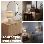LALISU Ceramic Table Lamp,18.8" Table Lamps 3-Way Dimmable Nightstand Lamps Rustic Farmhouse Table Lamp for Bedroom, Living Room, Dining, Office (White)