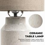 LALISU Ceramic Table Lamp,18.8" Table Lamps 3-Way Dimmable Nightstand Lamps Rustic Farmhouse Table Lamp for Bedroom, Living Room, Dining, Office (White)