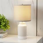 LALISU Ceramic Table Lamp,18.8" Table Lamps 3-Way Dimmable Nightstand Lamps Rustic Farmhouse Table Lamp for Bedroom, Living Room, Dining, Office (White)