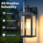 BesLowe 2-Pack Outdoor Wall Lights, Exterior Lighting Fixtures Wall Mount, Waterproof Porch Lights Outdoor Wall Sconces with Seeded Glass, Matte Black Outside Lights for House Front Door Patio Garage