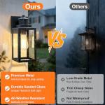 BesLowe 2-Pack Outdoor Wall Lights, Exterior Lighting Fixtures Wall Mount, Waterproof Porch Lights Outdoor Wall Sconces with Seeded Glass, Matte Black Outside Lights for House Front Door Patio Garage