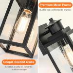 BesLowe 2-Pack Outdoor Wall Lights, Exterior Lighting Fixtures Wall Mount, Waterproof Porch Lights Outdoor Wall Sconces with Seeded Glass, Matte Black Outside Lights for House Front Door Patio Garage