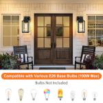 BesLowe 2-Pack Outdoor Wall Lights, Exterior Lighting Fixtures Wall Mount, Waterproof Porch Lights Outdoor Wall Sconces with Seeded Glass, Matte Black Outside Lights for House Front Door Patio Garage