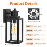 BesLowe 2-Pack Outdoor Wall Lights, Exterior Lighting Fixtures Wall Mount, Waterproof Porch Lights Outdoor Wall Sconces with Seeded Glass, Matte Black Outside Lights for House Front Door Patio Garage