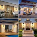 BesLowe 2-Pack Outdoor Wall Lights, Exterior Lighting Fixtures Wall Mount, Waterproof Porch Lights Outdoor Wall Sconces with Seeded Glass, Matte Black Outside Lights for House Front Door Patio Garage