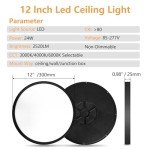 OFFIY 6PK 12 Inch LED Flush Mount Ceiling Light, 24W, 2520LM, 3000K/4000K/6000K CCT Selectable Super Slim LED Ceiling Light, Close to Ceiling Round Flat Panel Light for Hallway, Bedroom,Kitchen ect