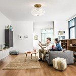 OYKYOHEI Semi Flush Mount Ceiling Light, Globe Glass Ceiling Light Fixture, Gold Modern Lighting for Hallway Porch Corridor Kitchen Bedroom, Bulb Not Included