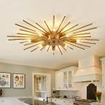 ZGLAOJT Semi Flush Mount 8 Light Ceiling Light Modern Metal Ceiling Lighting Gold Light Fixture Chandelier for Farmhouse Kitchen Dining Room Bedroom Hallway Living Room.
