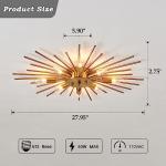 ZGLAOJT Semi Flush Mount 8 Light Ceiling Light Modern Metal Ceiling Lighting Gold Light Fixture Chandelier for Farmhouse Kitchen Dining Room Bedroom Hallway Living Room.