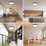 OFFIY 6PK 12 Inch LED Flush Mount Ceiling Light, 24W, 2520LM, 3000K/4000K/6000K CCT Selectable Super Slim LED Ceiling Light, Close to Ceiling Round Flat Panel Light for Hallway, Bedroom,Kitchen ect