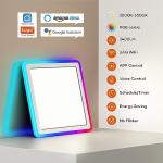 Annaror Smart LED Ceiling Light WiFi, 13in RGB Flush Mount Lighting Fixture with Remote, Compatible with Alexa Google Home, Low Profile Ceiling Light for Bedroom, Kitchen, Square White