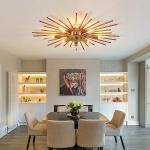 ZGLAOJT Semi Flush Mount 8 Light Ceiling Light Modern Metal Ceiling Lighting Gold Light Fixture Chandelier for Farmhouse Kitchen Dining Room Bedroom Hallway Living Room.