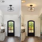 ALZWDHZ Black Semi Flush Mount Ceiling Light, 3-Light Foyer Lighting Fixtures, 12.6" Glass Hallway Entryway Ceiling Light Fixture for Dining Room Kitchen Bedroom Living Room