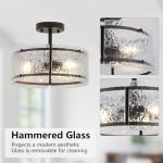 ALZWDHZ Black Semi Flush Mount Ceiling Light, 3-Light Foyer Lighting Fixtures, 12.6" Glass Hallway Entryway Ceiling Light Fixture for Dining Room Kitchen Bedroom Living Room