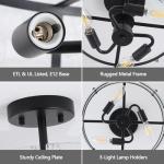 ALZWDHZ Black Semi Flush Mount Ceiling Light, 3-Light Foyer Lighting Fixtures, 12.6" Glass Hallway Entryway Ceiling Light Fixture for Dining Room Kitchen Bedroom Living Room