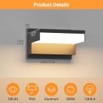 Coinmit 2 Pack Modern Outdoor Light,3000K Aluminum LED Exterior Wall Sconces IP65 Waterproof for House Garage Front Door