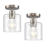 KLSS Brushed Nickel Semi Flush Mount Ceiling Light,Modern Ceiling Light Fixture for Closet Hallway Entryway,Hallway Light Fixture Brushed Nickel Finish 2 Pack