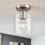 KLSS Brushed Nickel Semi Flush Mount Ceiling Light,Modern Ceiling Light Fixture for Closet Hallway Entryway,Hallway Light Fixture Brushed Nickel Finish 2 Pack