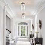 KLSS Brushed Nickel Semi Flush Mount Ceiling Light,Modern Ceiling Light Fixture for Closet Hallway Entryway,Hallway Light Fixture Brushed Nickel Finish 2 Pack