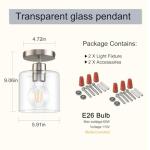 KLSS Brushed Nickel Semi Flush Mount Ceiling Light,Modern Ceiling Light Fixture for Closet Hallway Entryway,Hallway Light Fixture Brushed Nickel Finish 2 Pack