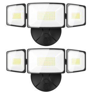 Onforu 2 Pack 60W Flood Lights Outdoor, 6000LM LED Flood Lighting Outdoor Switch Controlled, IP65 Waterproof Exterior Floodlight Fixture with 3 Adjustable Heads, 6500K Security Light for Garage Yard