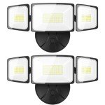 Onforu 2 Pack 60W Flood Lights Outdoor, 6000LM LED Flood Lighting Outdoor Switch Controlled, IP65 Waterproof Exterior Floodlight Fixture with 3 Adjustable Heads, 6500K Security Light for Garage Yard