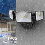 Onforu 2 Pack 60W Flood Lights Outdoor, 6000LM LED Flood Lighting Outdoor Switch Controlled, IP65 Waterproof Exterior Floodlight Fixture with 3 Adjustable Heads, 6500K Security Light for Garage Yard