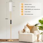 Ambimall 64'' Floor Lamps for Living Room with Remote Control and Stepless Dimmable Colors Temperature & Brightness, 9W Bulb Included(Beige Lampshade & Gold Pole)
